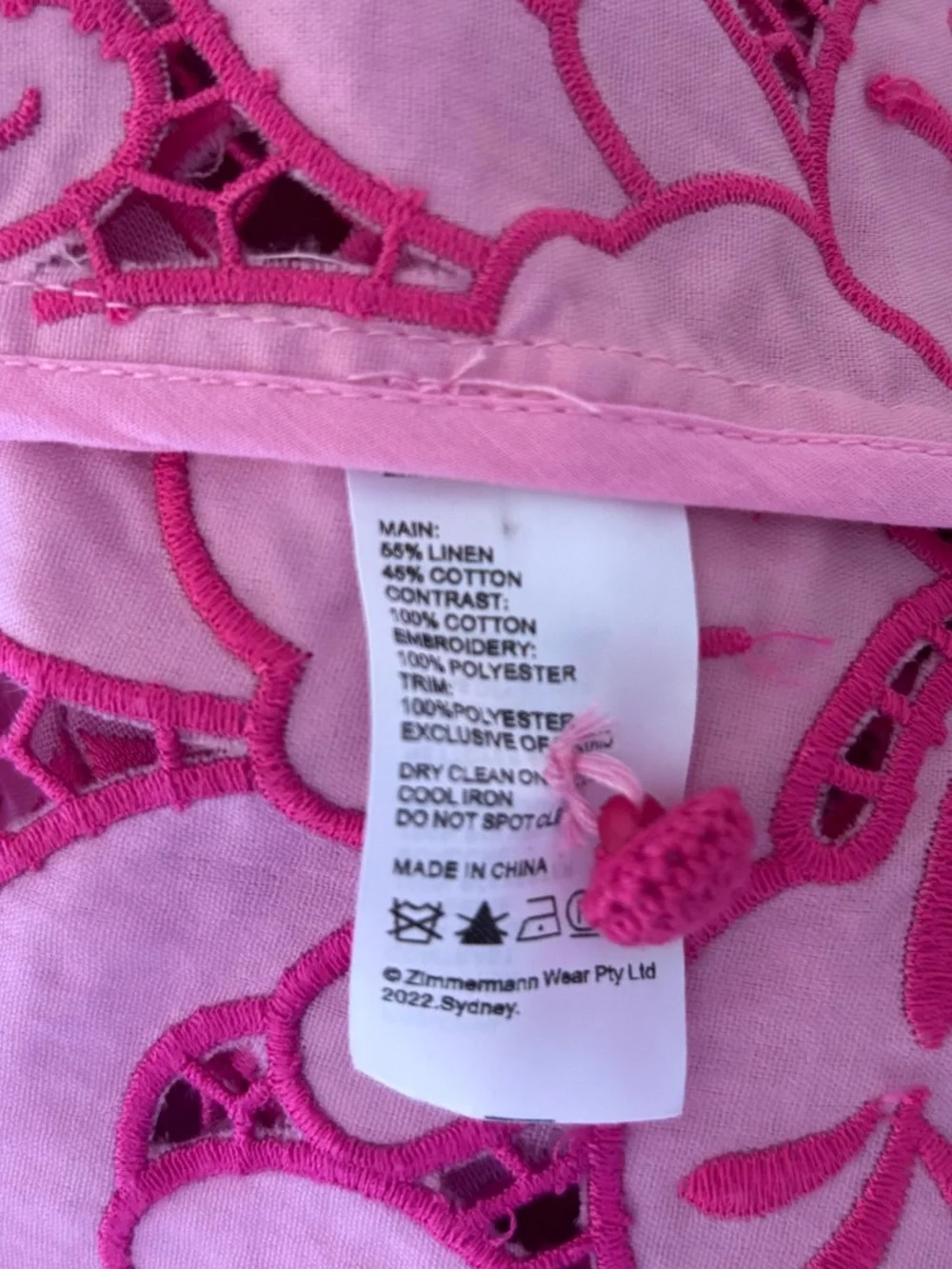 Zimmermann pink cut out lace oversized button down Medium - Picture 6 of 6